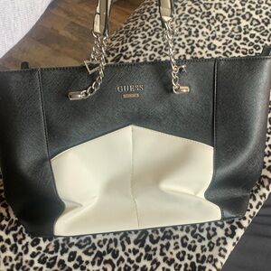 GUESS Two-Tone Black and White Tote